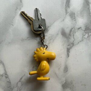 Vintage Snoopy WOODSTOCK keychain rubber keyring with vintage keys